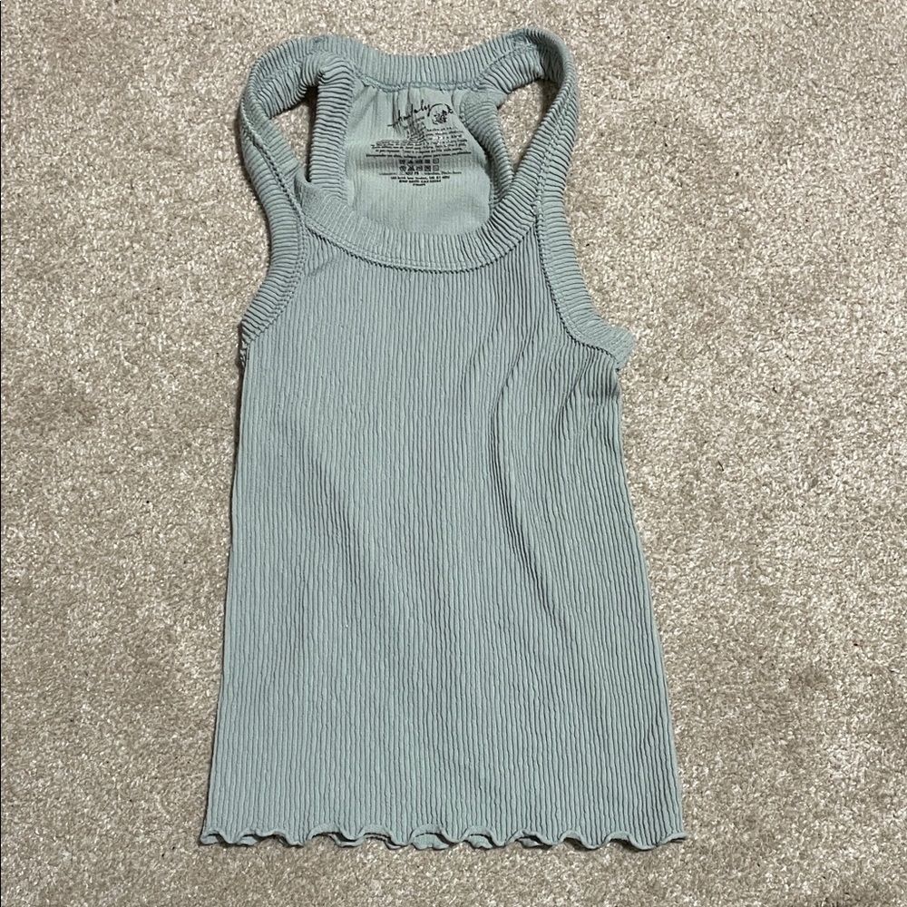 Free People Ribbed Racerback Tank Top - Sage Green